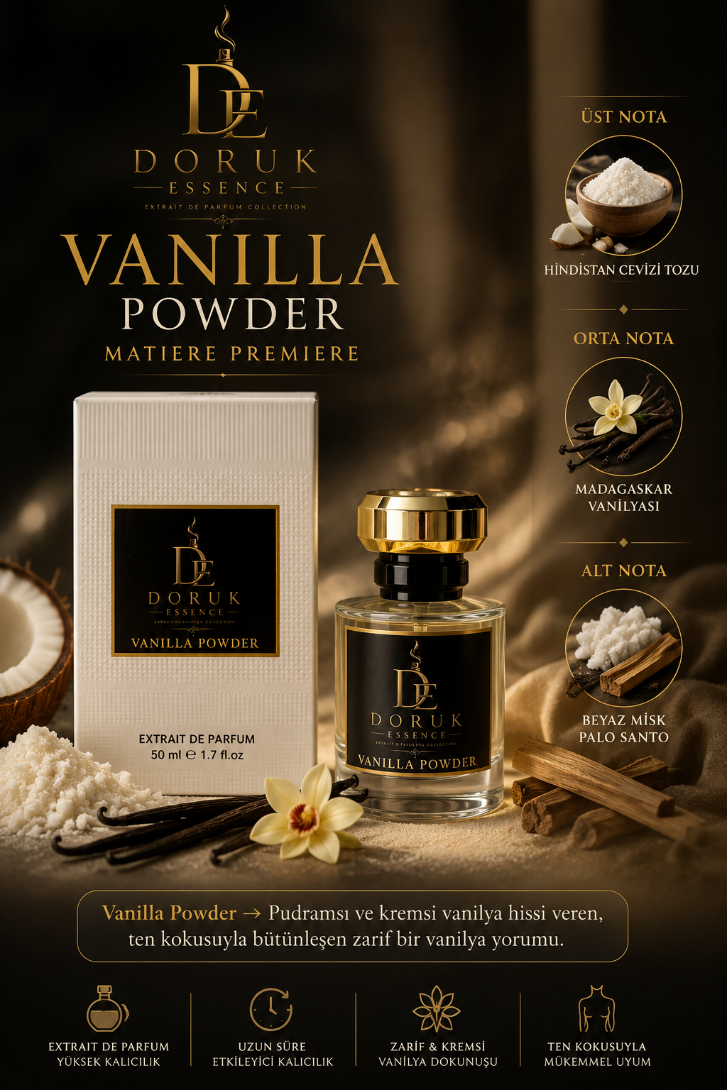 DORUK ESSENCE VANILLA POWDER - 50 ML UNISEX PARFÜM