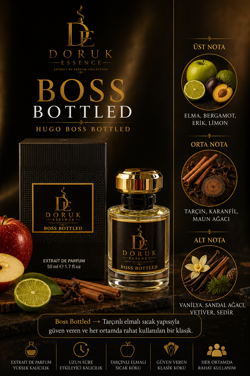 DORUK ESSENCE BOSS BOTTLED - 50 ML ERKEK PARFÜM